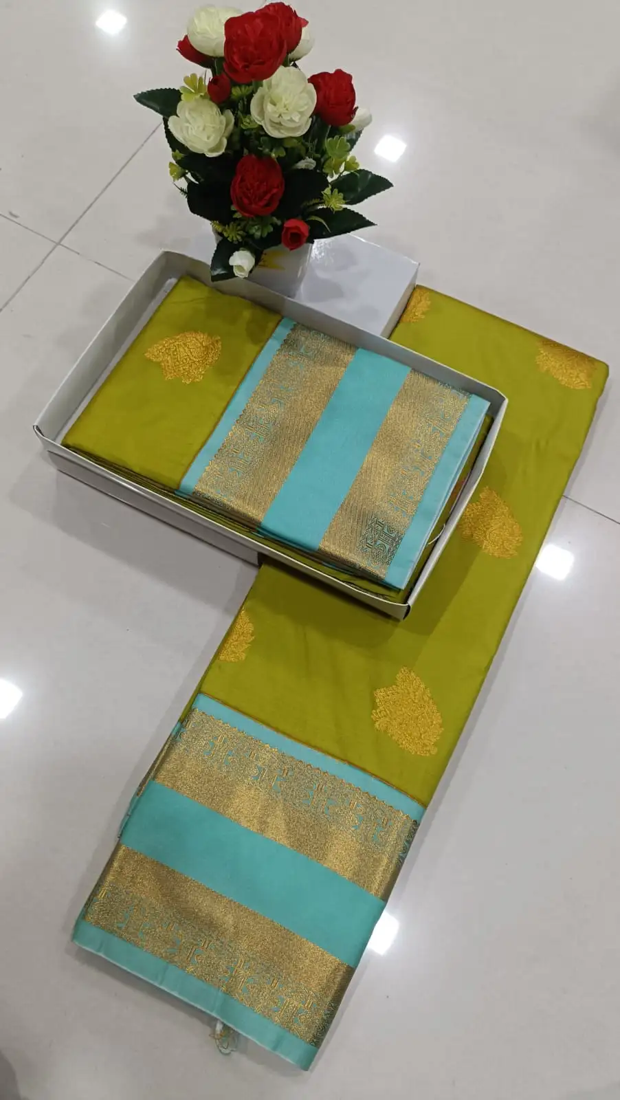 Premium Korvai Day-Night Border Butta Semi-Silk